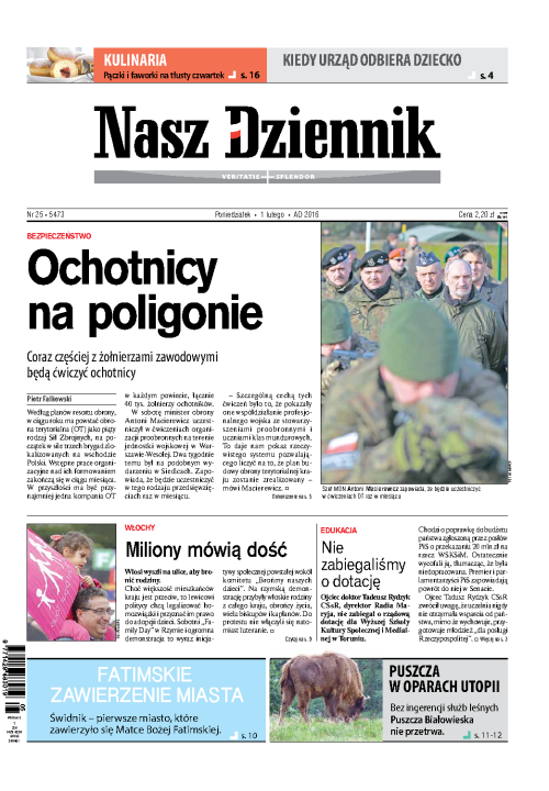 Nasz Dziennik z dnia 01.02.2016 wydanie PDF