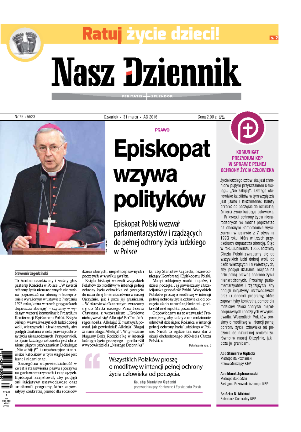 Nasz Dziennik z dnia 31.03.2016 wydanie PDF