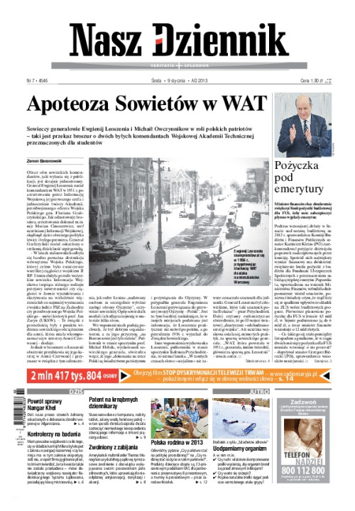 Środa, 9 stycznia 2013, Nr 7 (4546)