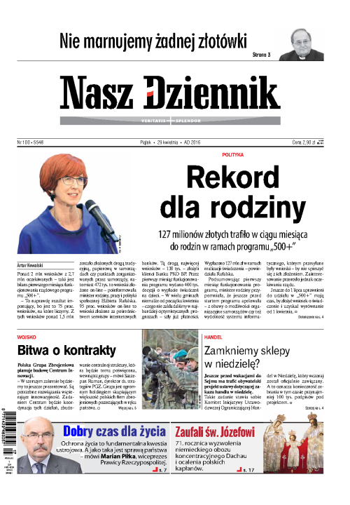 Nasz Dziennik z dnia 29.04.2016 wydanie PDF