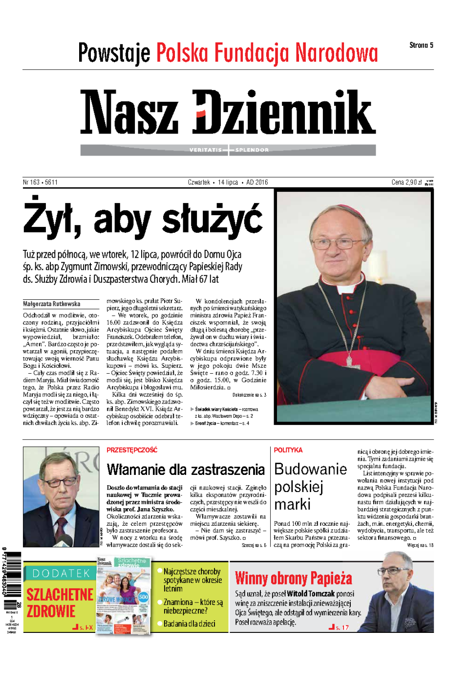 Nasz Dziennik z dnia 14.07.2016 wydanie PDF