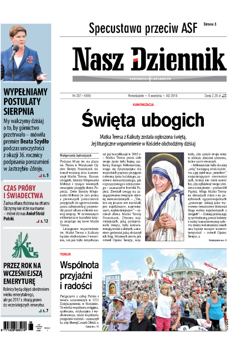 Nasz Dziennik z dnia 05.09.2016 wydanie PDF