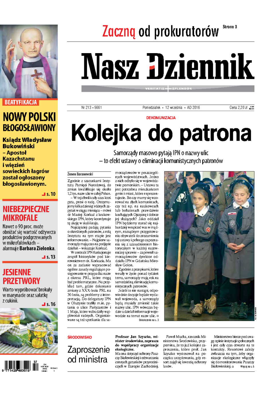 Nasz Dziennik z dnia 12.09.2016 wydanie PDF