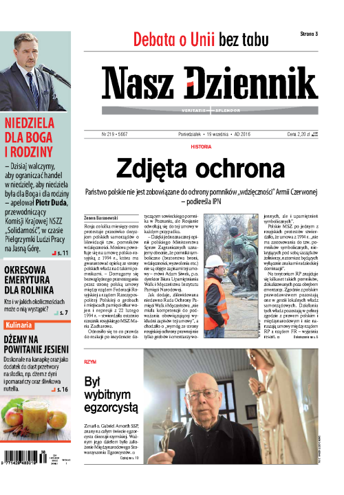 Nasz Dziennik z dnia 19.09.2016 wydanie PDF