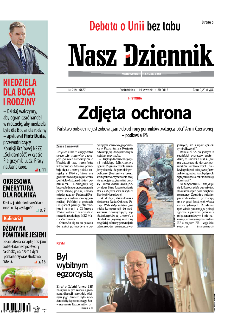 Nasz Dziennik z dnia 19.09.2016 wydanie PDF