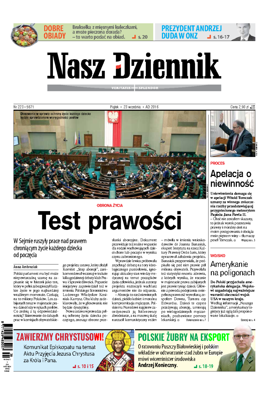 Nasz Dziennik z dnia 23.09.2016 wydanie PDF