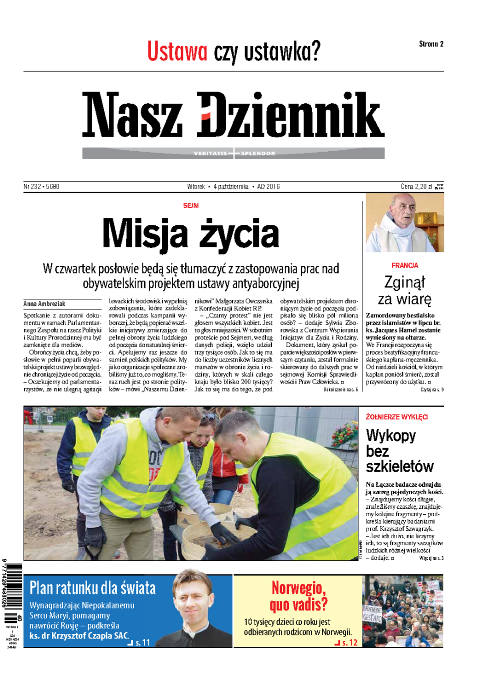 Nasz Dziennik z dnia 04.10.2016 wydanie PDF
