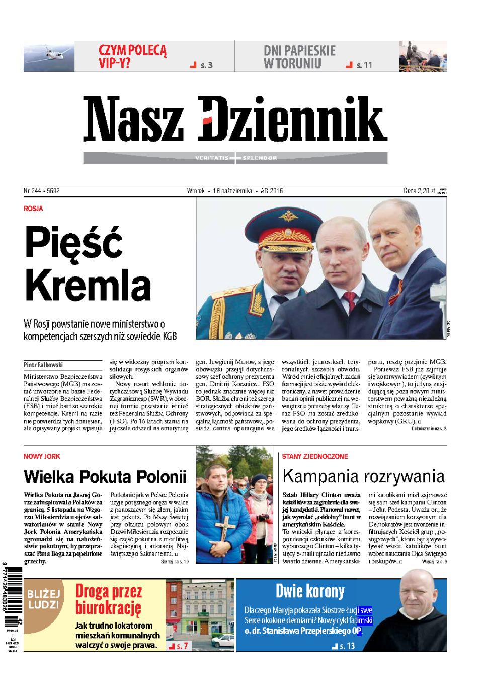 Nasz Dziennik z dnia 18.10.2016 wydanie PDF