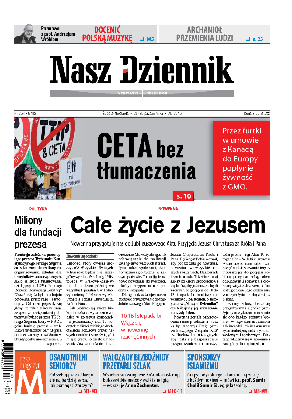 Nasz Dziennik z dnia 29.10.2016 wydanie PDF