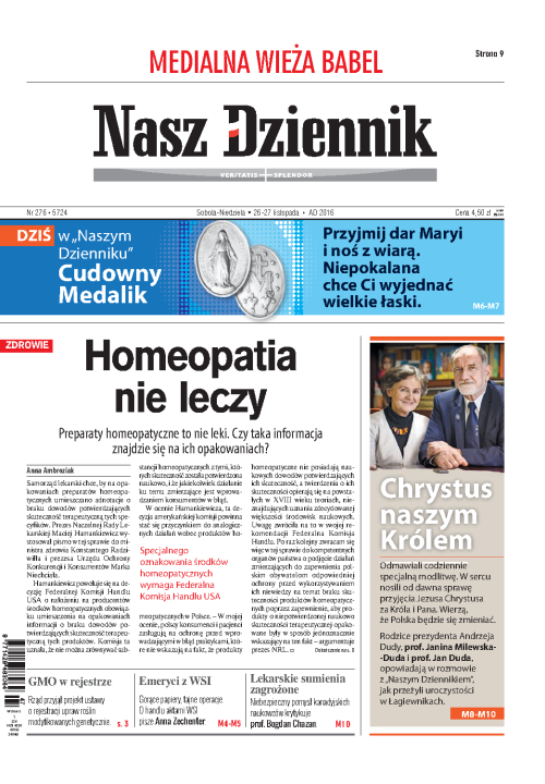 Nasz Dziennik z dnia 26.11.2016 wydanie PDF