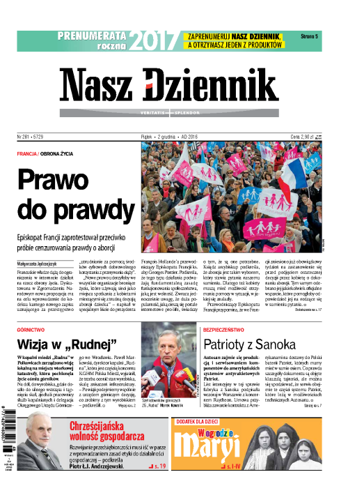 Nasz Dziennik z dnia 02.12.2016 wydanie PDF
