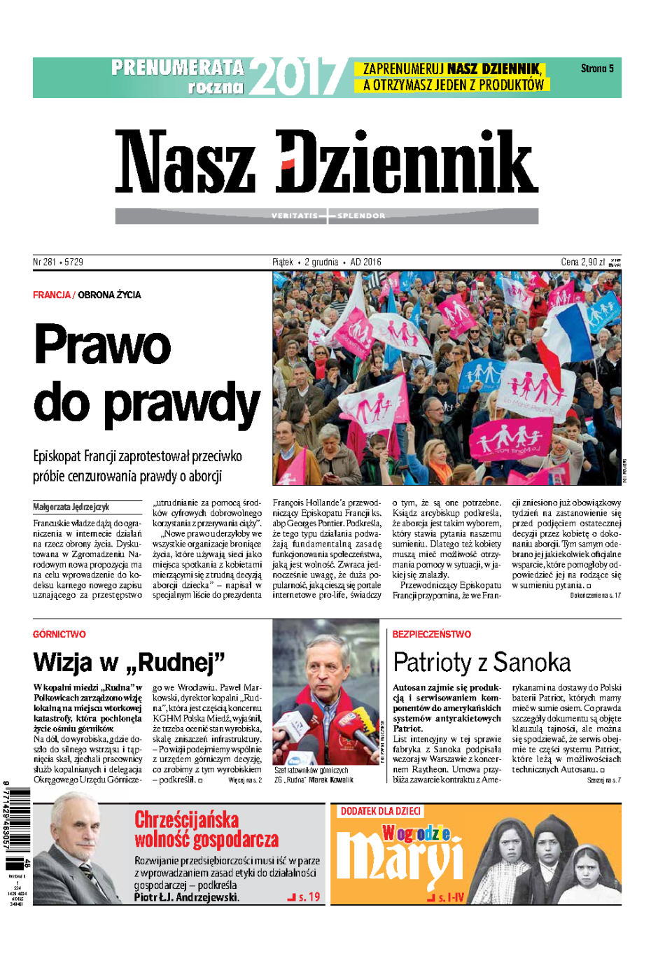 Nasz Dziennik z dnia 02.12.2016 wydanie PDF