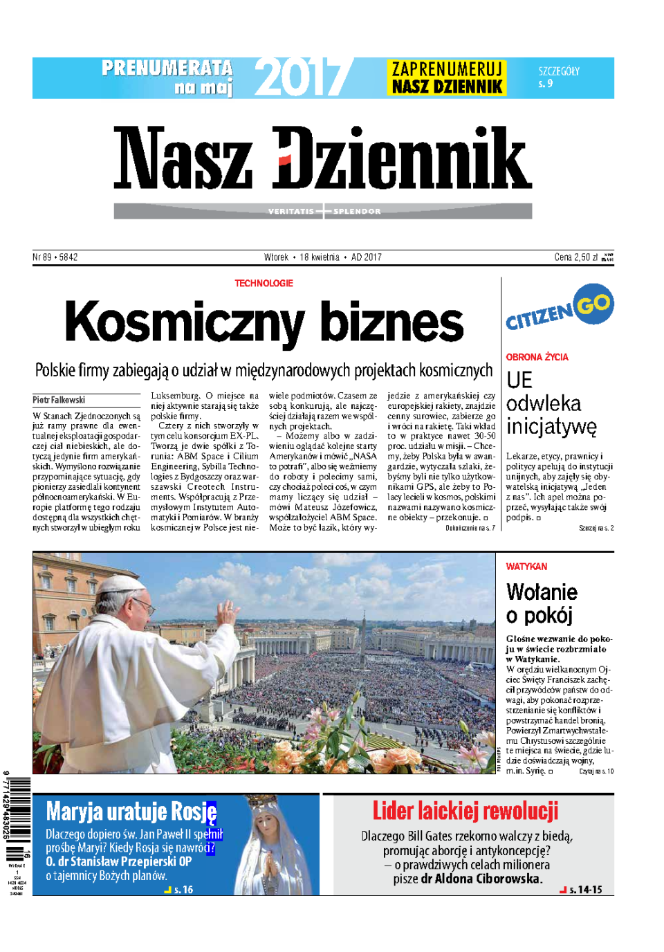 Nasz Dziennik z dnia 18.04.2017 wydanie PDF