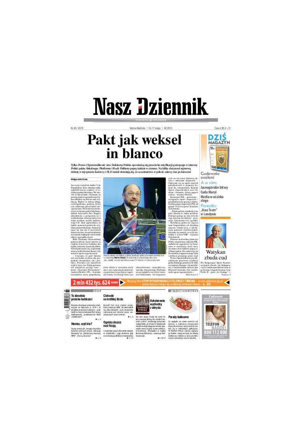 Nasz Dziennik z dnia 16.02.2013 wydanie PDF