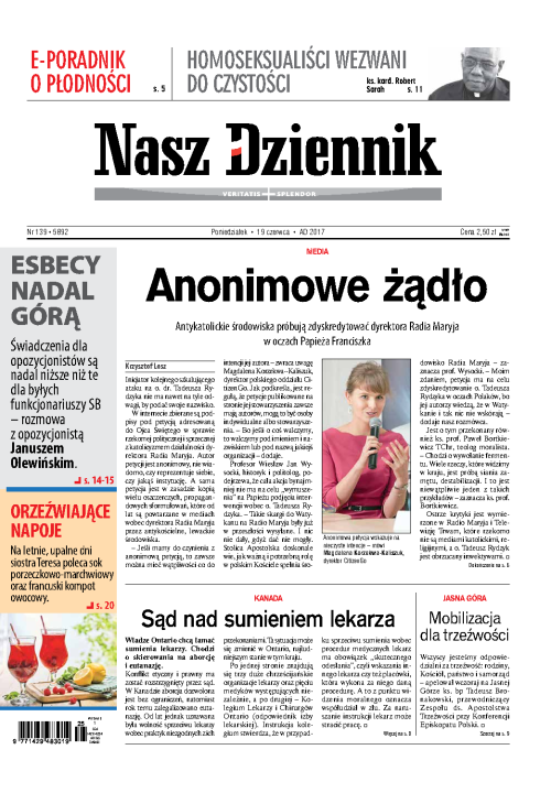 Nasz Dziennik z dnia 19.06.2017 wydanie PDF