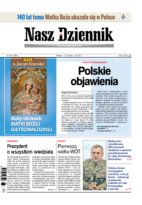 Nasz Dziennik z dnia 27.06.2017 wydanie PDF