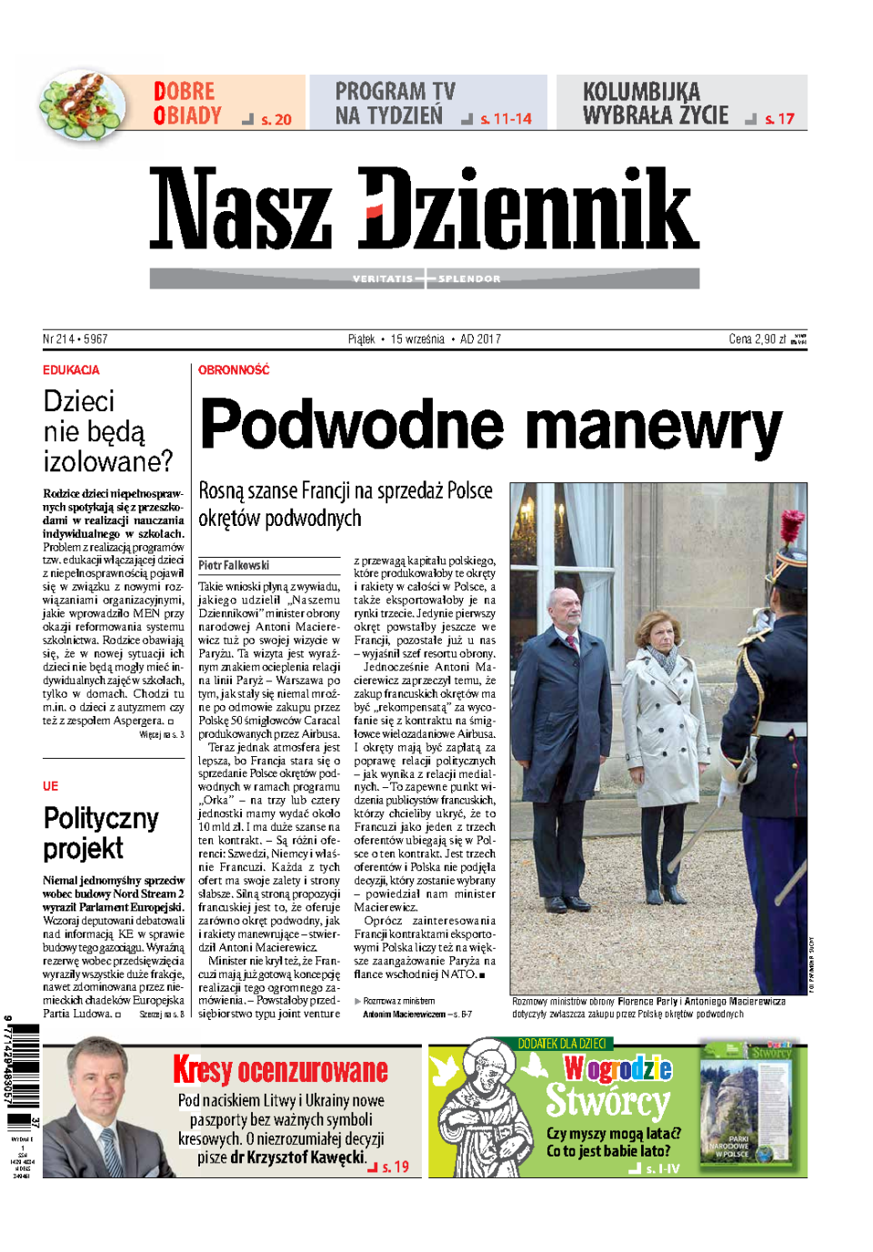 Nasz Dziennik z dnia 15.09.2017 wydanie PDF