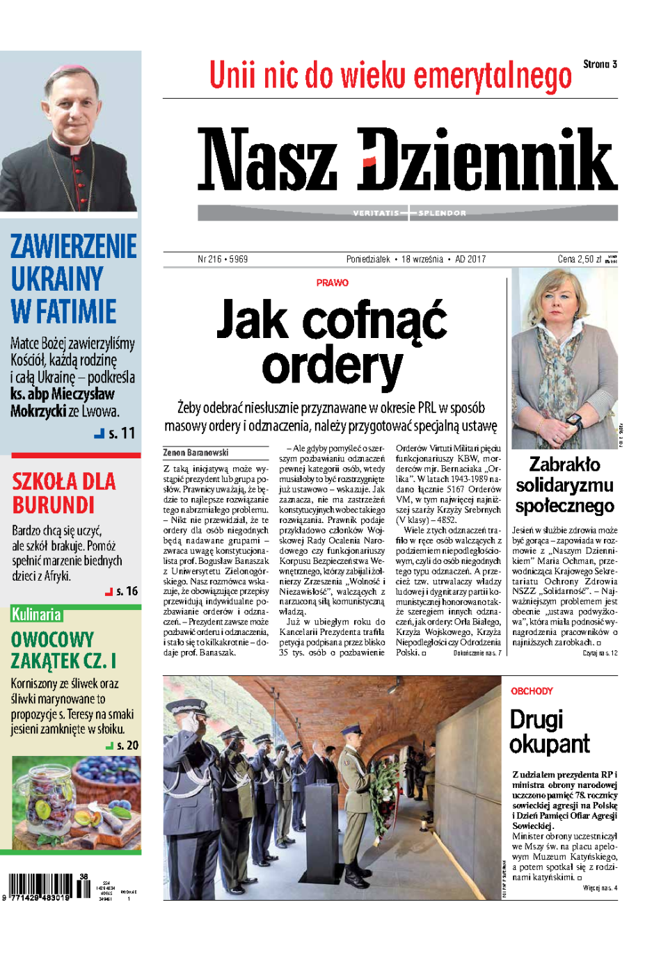 Nasz Dziennik z dnia 18.09.2017 wydanie PDF