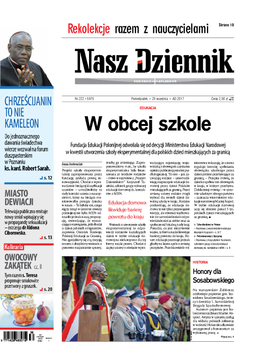 Nasz Dziennik z dnia 25.09.2017 wydanie PDF