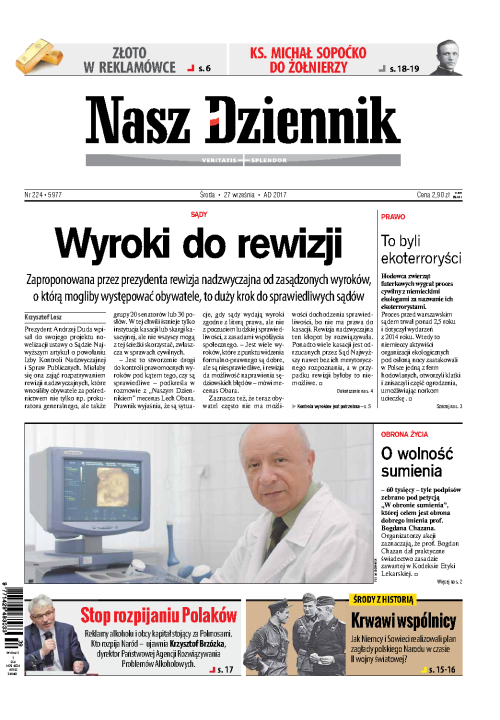 Nasz Dziennik z dnia 27.09.2017 wydanie PDF