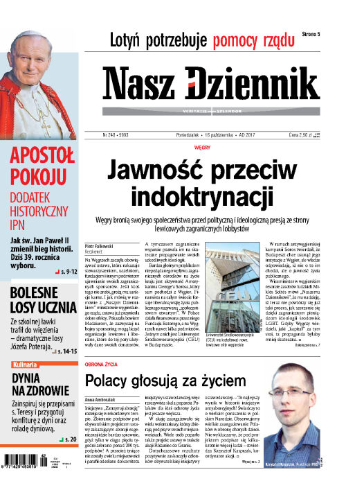 Nasz Dziennik z dnia 16.10.2017 wydanie PDF