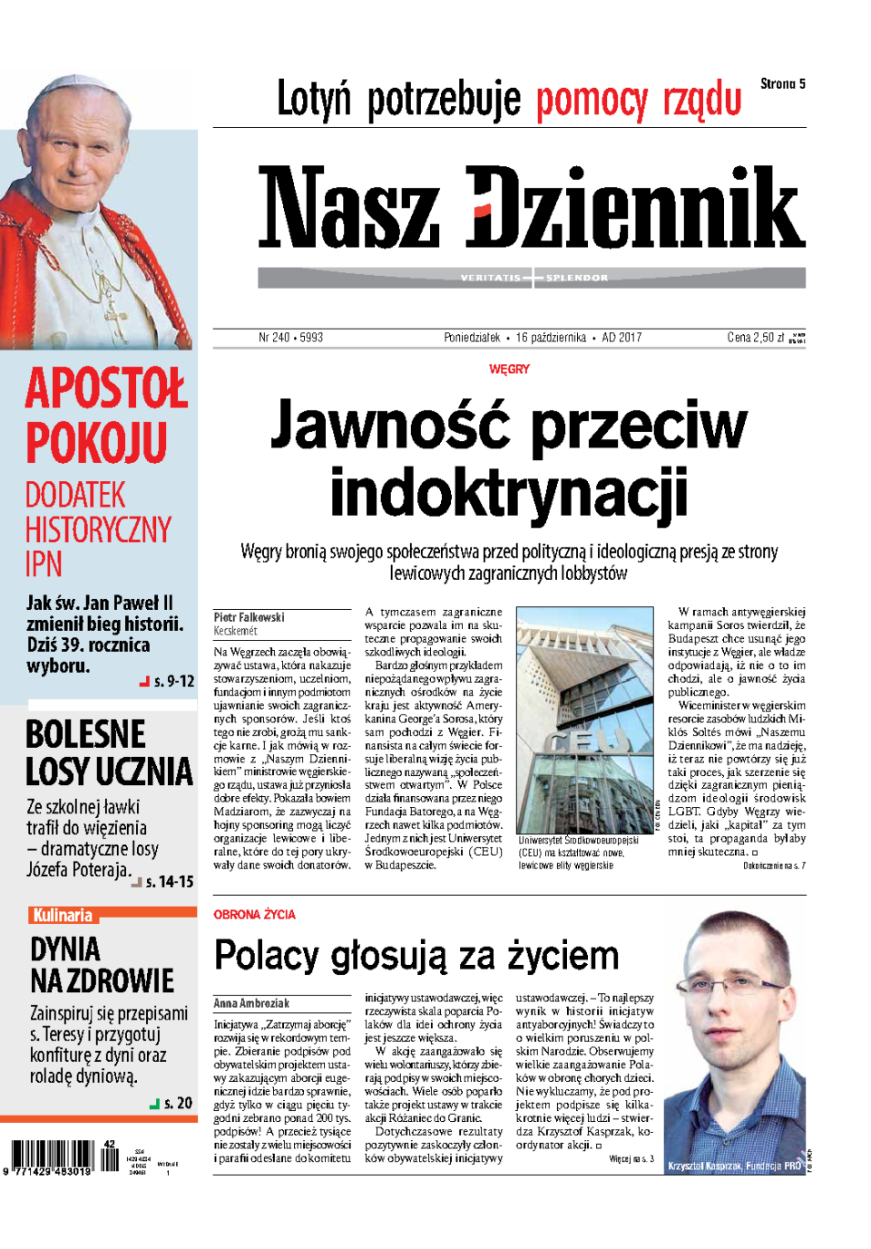 Nasz Dziennik z dnia 16.10.2017 wydanie PDF