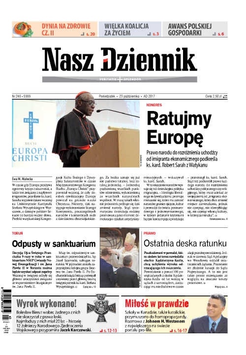 Nasz Dziennik z dnia 23.10.2017 wydanie PDF