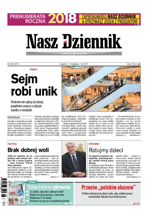 Nasz Dziennik z dnia 09.11.2017 wydanie PDF