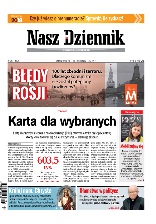 Nasz Dziennik z dnia 18.11.2017 wydanie PDF