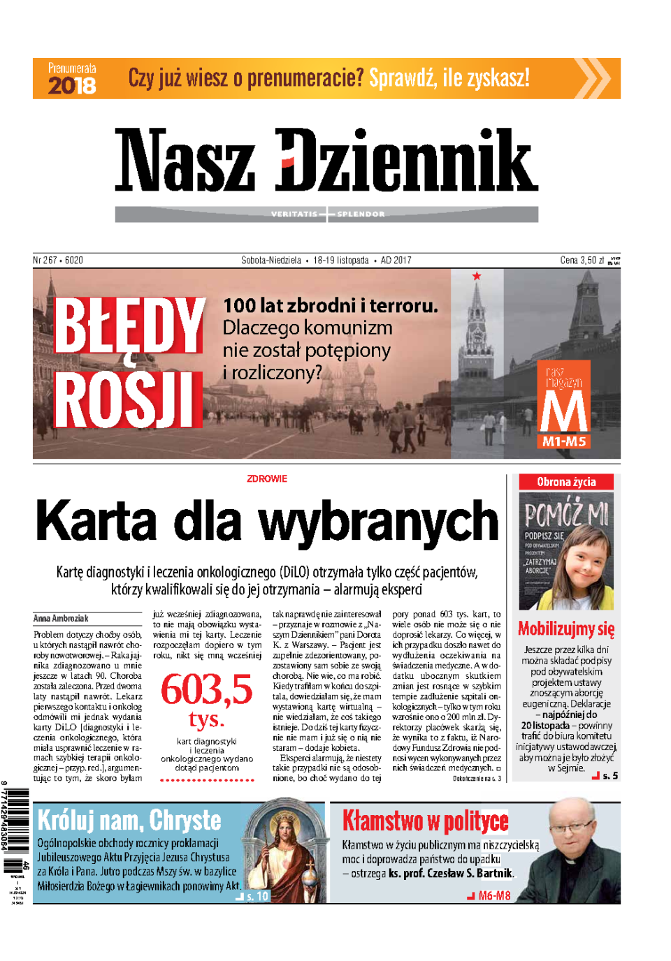 Nasz Dziennik z dnia 18.11.2017 wydanie PDF