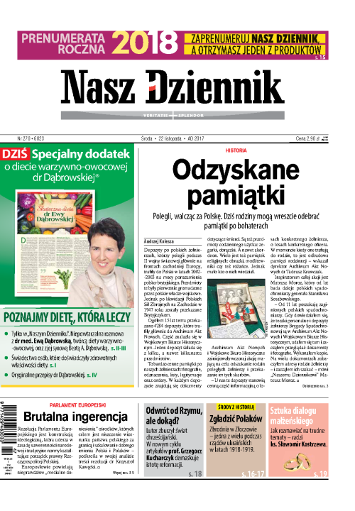Nasz Dziennik z dnia 22.11.2017 wydanie PDF
