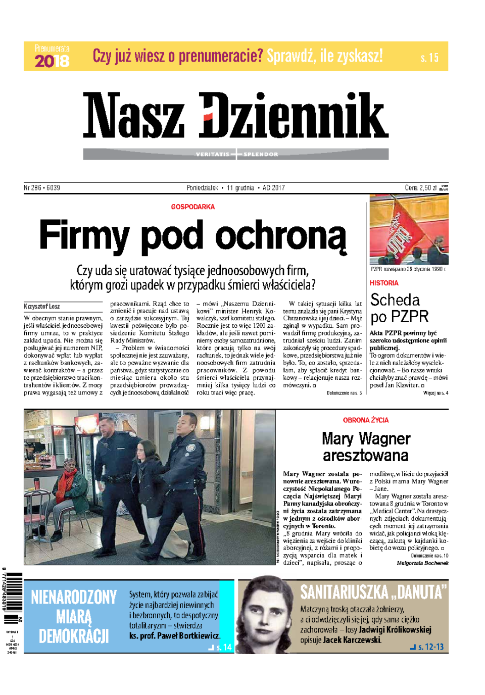 Nasz Dziennik z dnia 11.12.2017 wydanie PDF