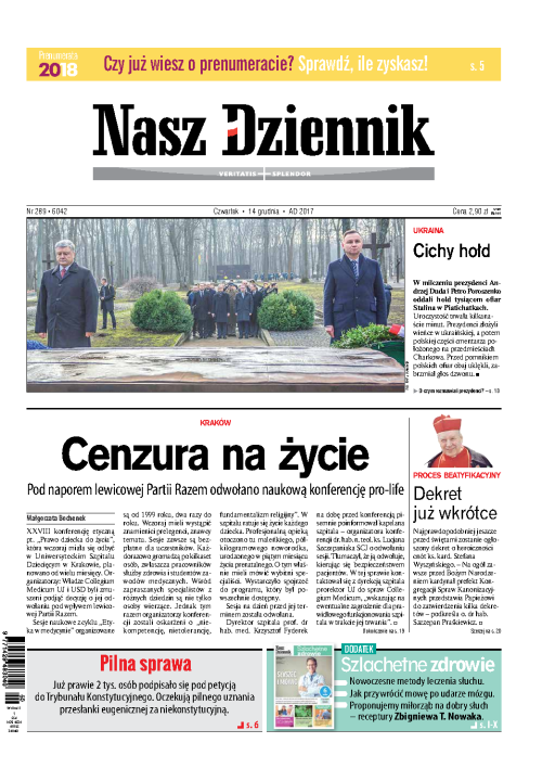 Nasz Dziennik z dnia 14.12.2017 wydanie PDF