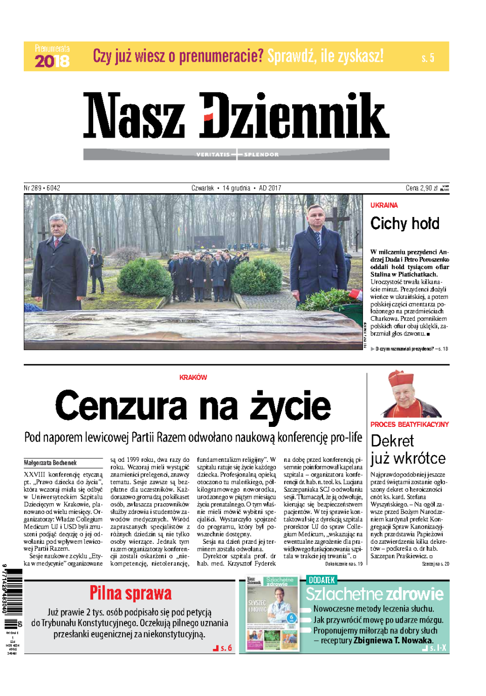 Nasz Dziennik z dnia 14.12.2017 wydanie PDF