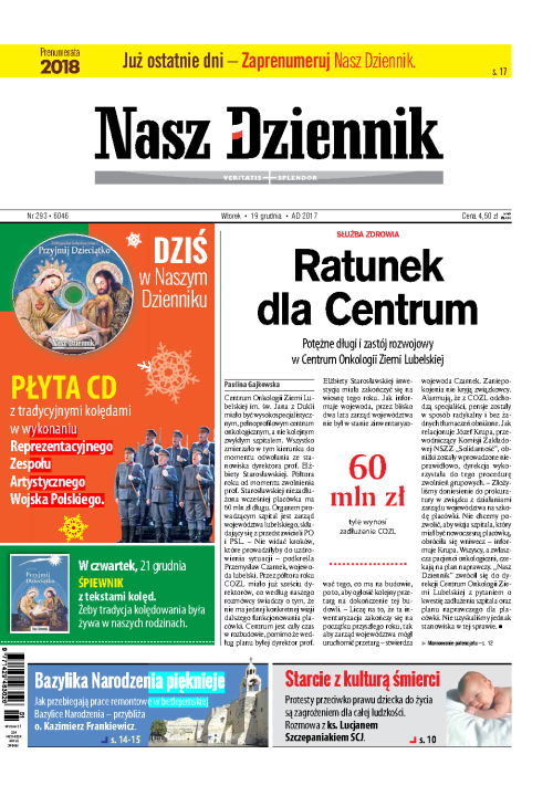 Nasz Dziennik z dnia 19.12.2017 wydanie PDF