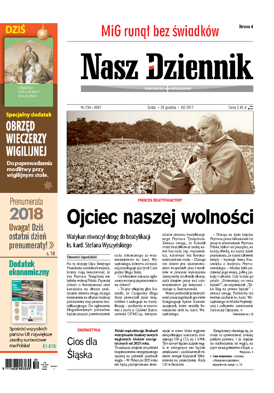 Nasz Dziennik z dnia 20.12.2017 wydanie PDF