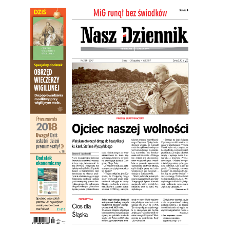 Nasz Dziennik z dnia 20.12.2017 wydanie PDF