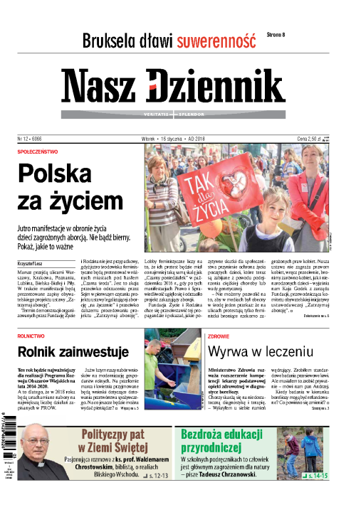 Nasz Dziennik z dnia 16.01.2018 wydanie PDF