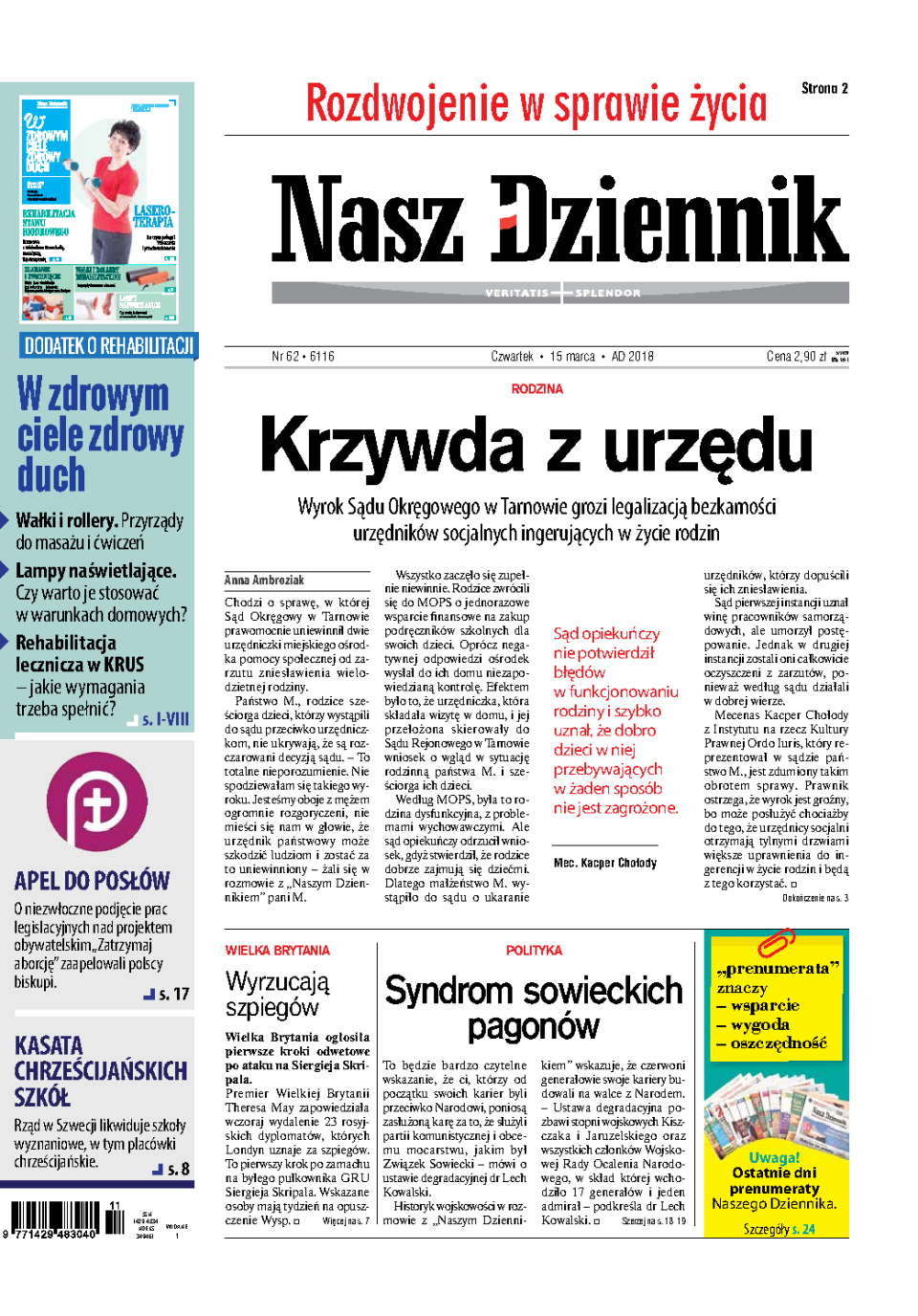 Nasz Dziennik z dnia 15.03.2018 wydanie PDF