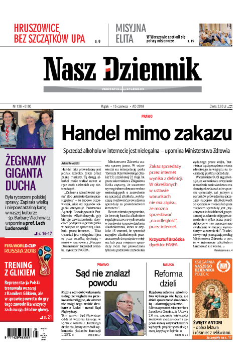 Nasz Dziennik z dnia 15.06.2018 wydanie PDF
