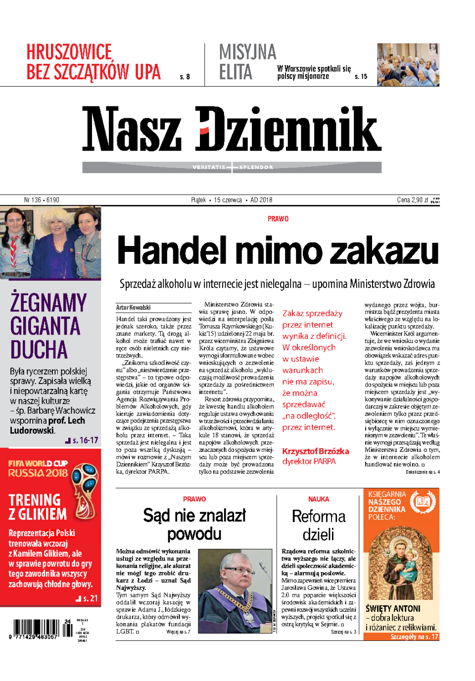 Nasz Dziennik z dnia 15.06.2018 wydanie PDF