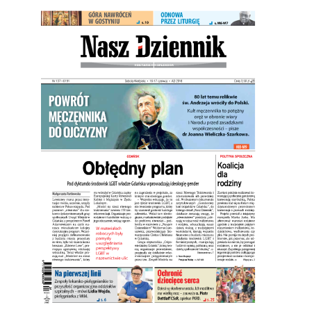 Nasz Dziennik z dnia 16.06.2018 wydanie PDF