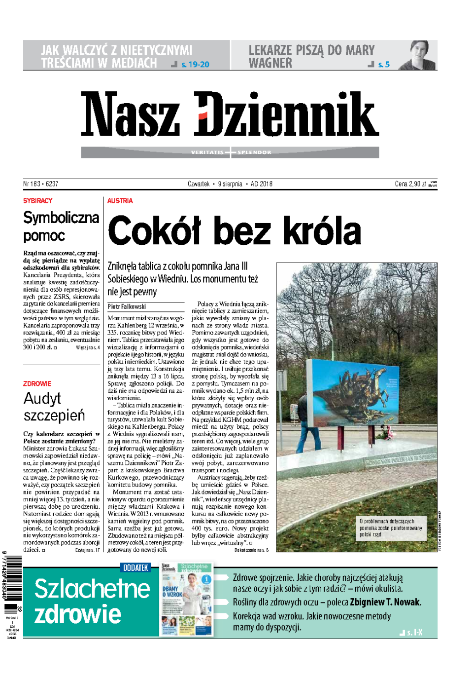Nasz Dziennik z dnia 09.08.2018 wydanie PDF