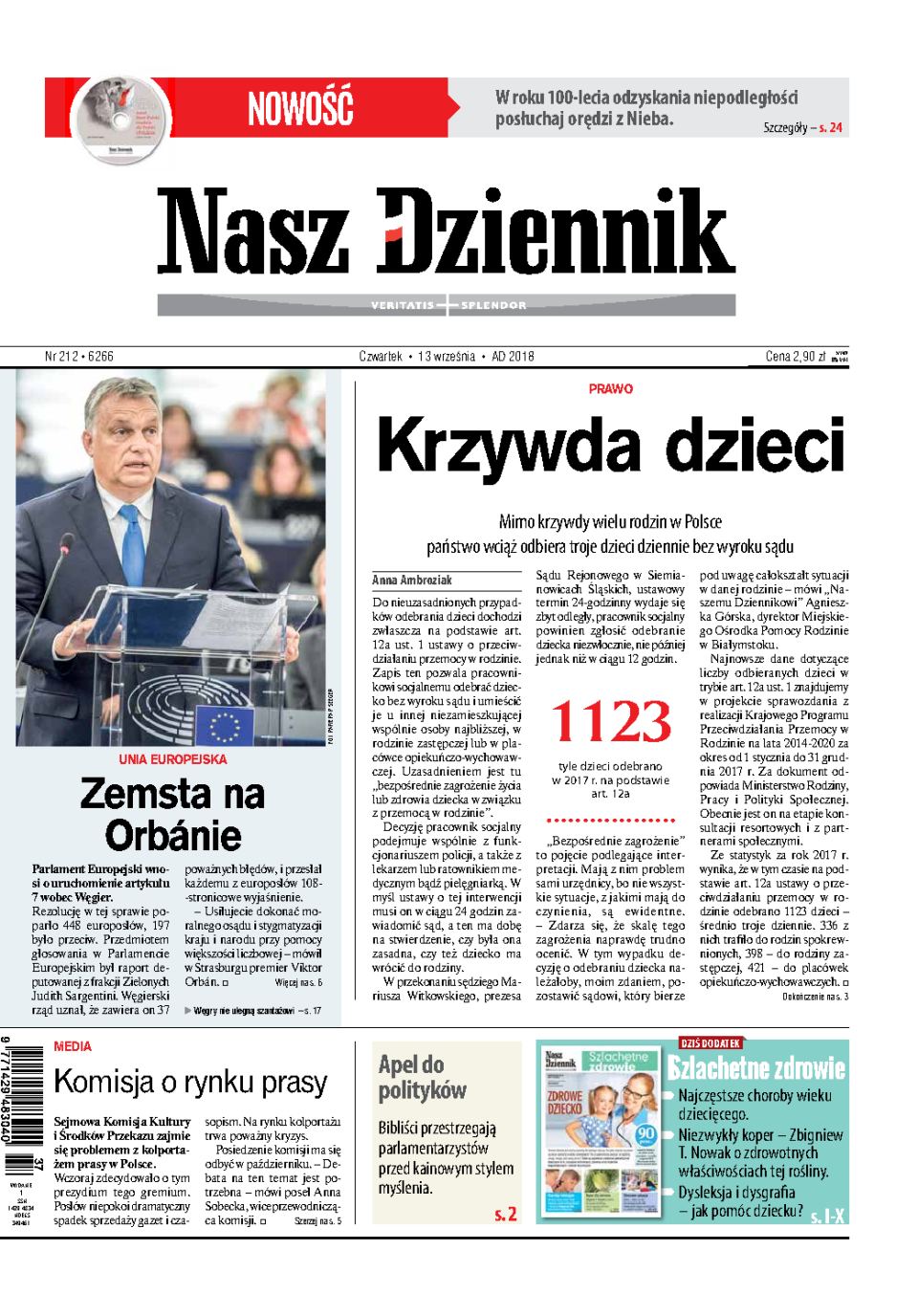 Nasz Dziennik z dnia 13.09.2018 wydanie PDF