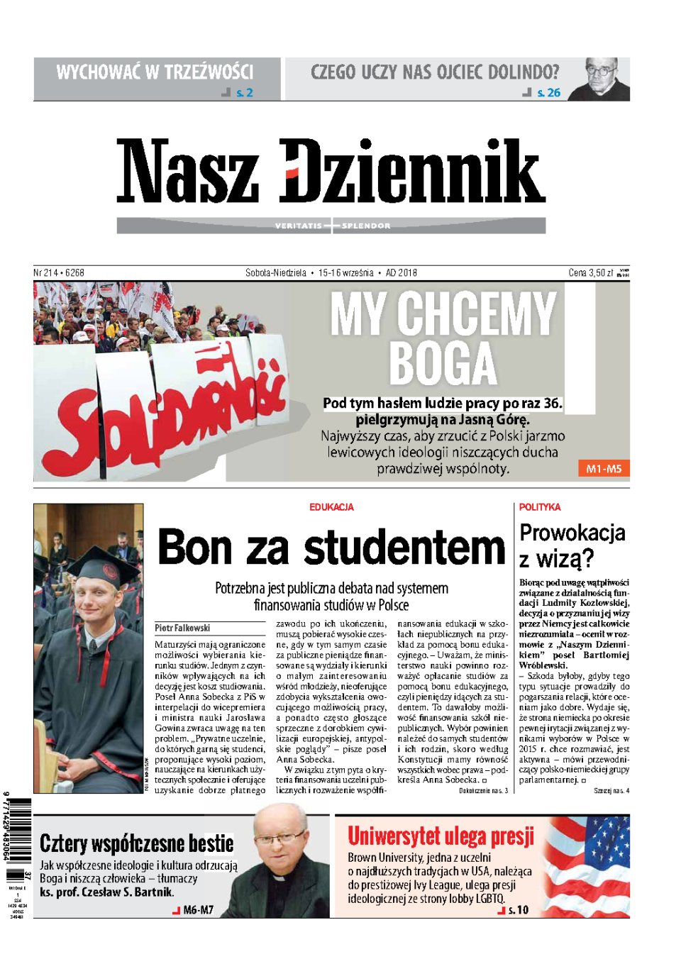 Nasz Dziennik z dnia 15.09.2018 wydanie PDF
