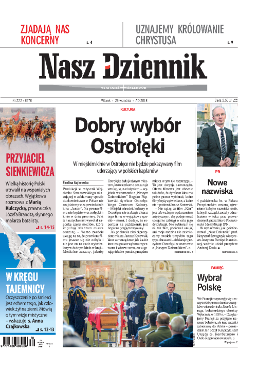 Nasz Dziennik z dnia 25.09.2018 wydanie PDF
