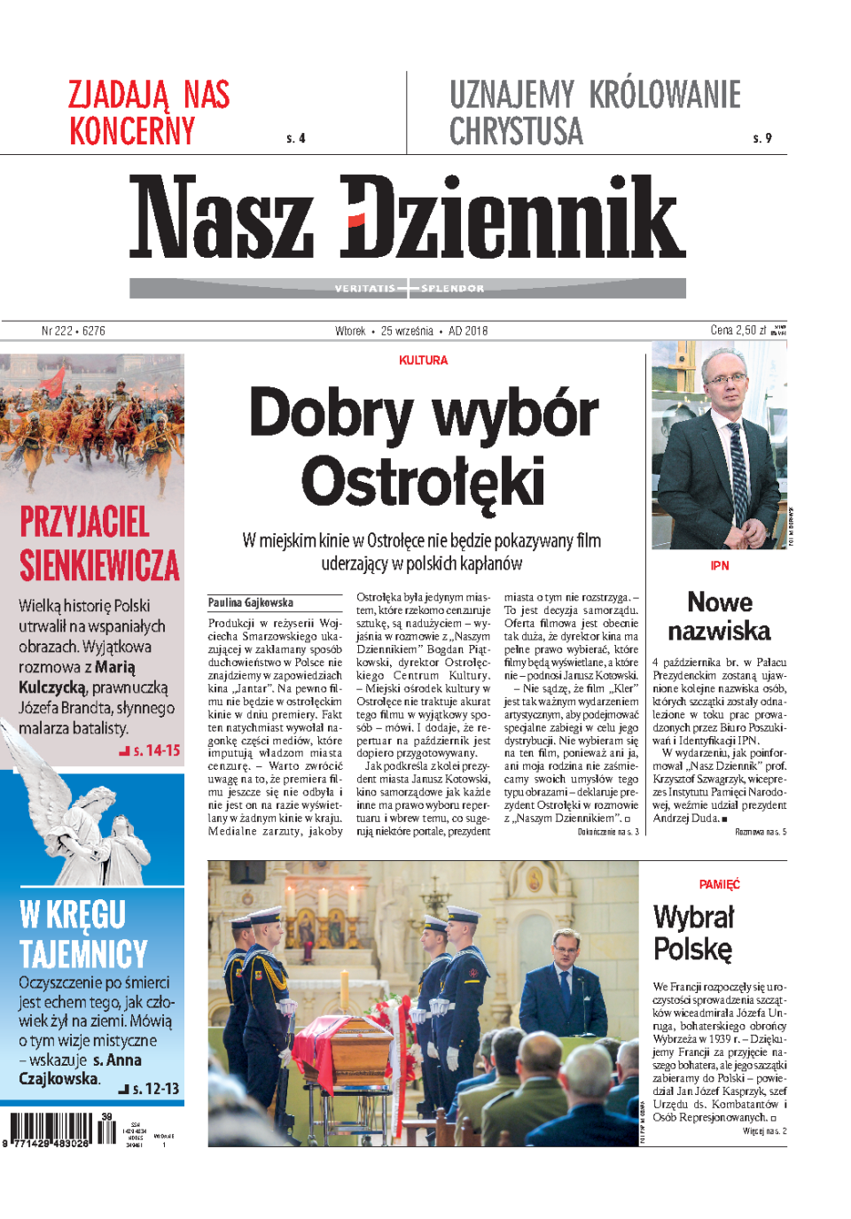 Nasz Dziennik z dnia 25.09.2018 wydanie PDF