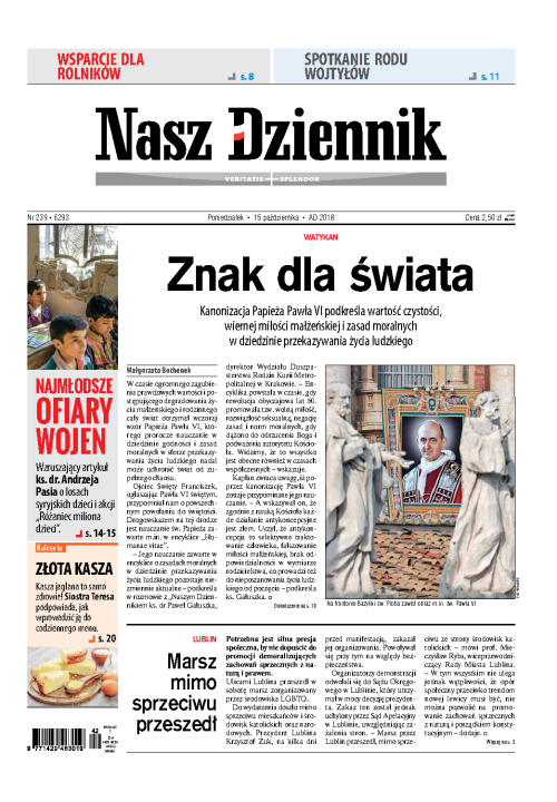 Nasz Dziennik z dnia 15.10.2018 wydanie PDF