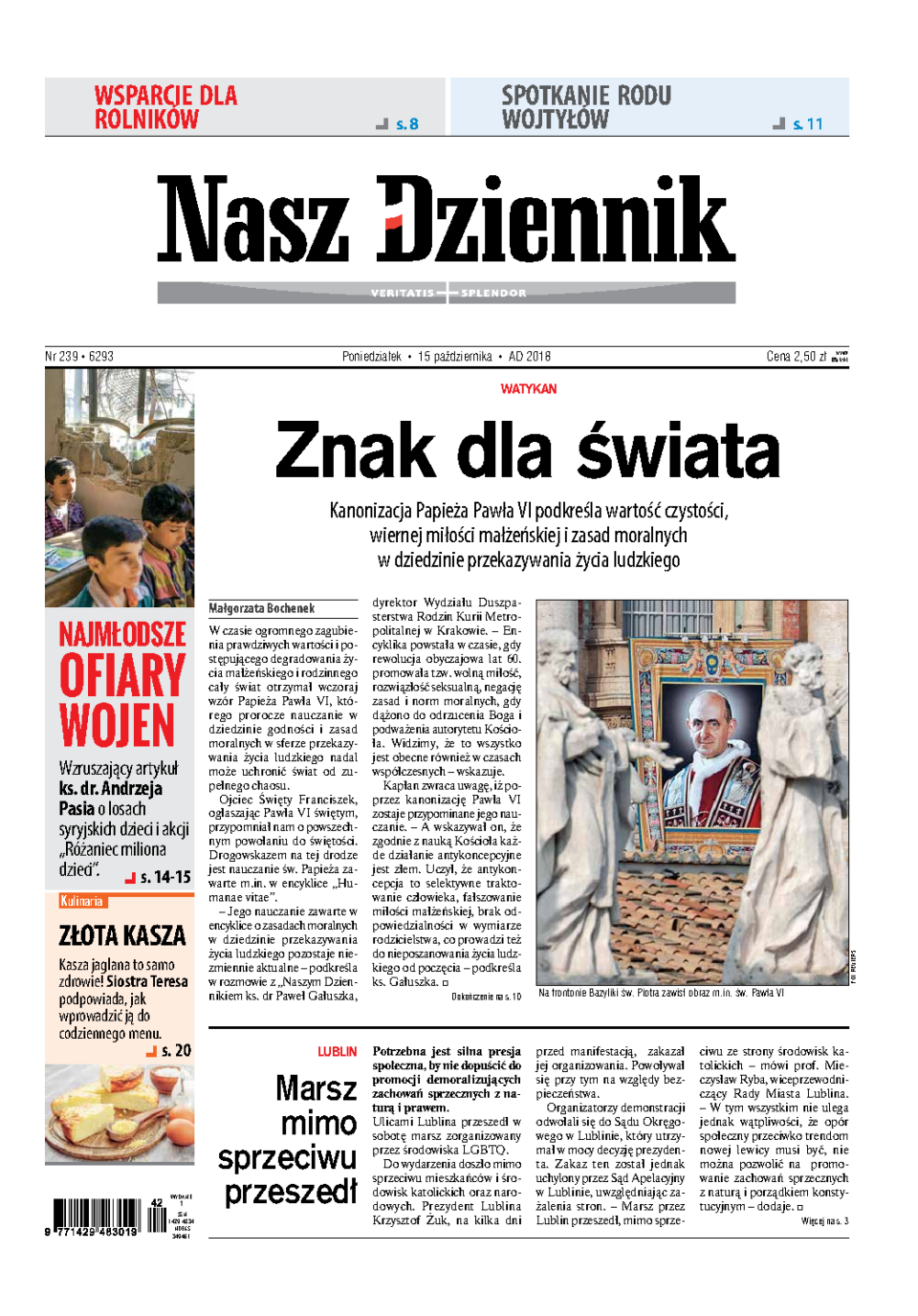 Nasz Dziennik z dnia 15.10.2018 wydanie PDF