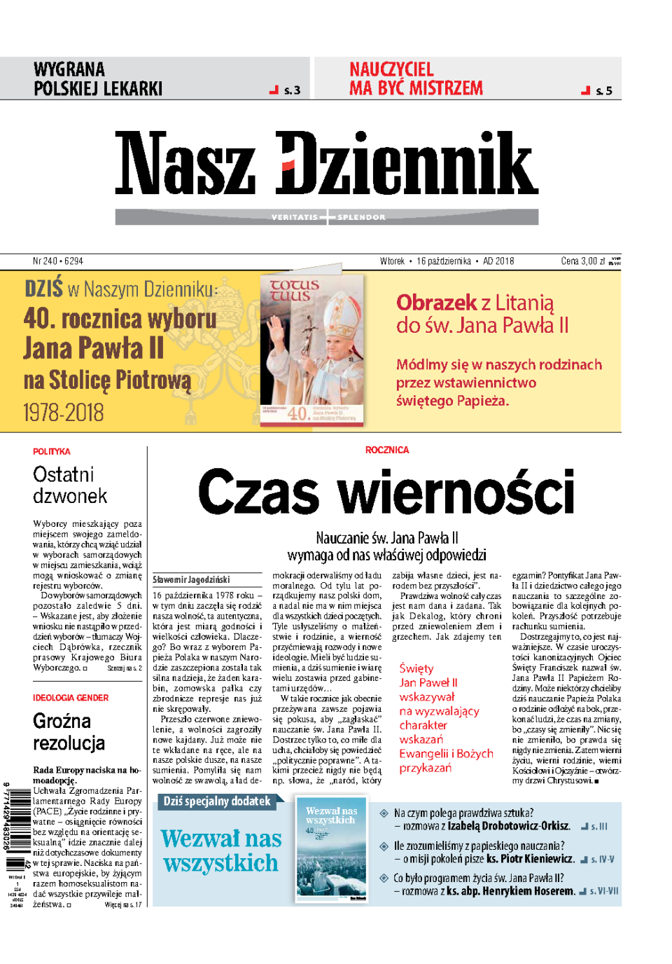 Nasz Dziennik z dnia 16.10.2018 wydanie PDF